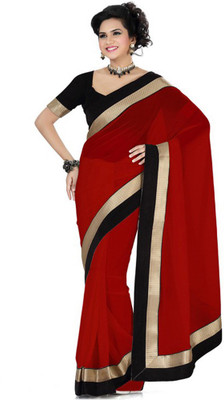 

Dancing Girl Solid Bollywood Chiffon Saree(Red)