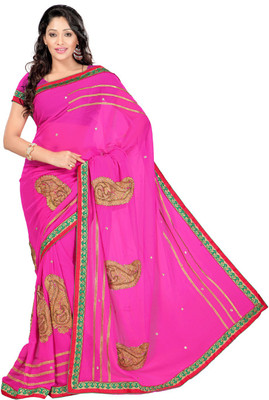 

Desi Butik Embroidered Fashion Art Silk Saree(Pink, Gold), Gold;pink