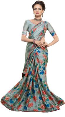 

Khoobee Self Design, Printed, Embellished Fashion Satin Saree(Grey, Multicolor)