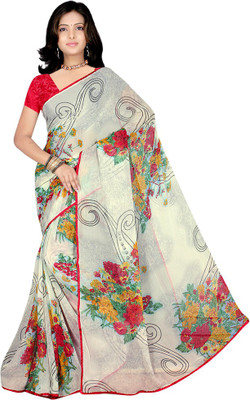 

Indian Wear Online Printed Fashion Chiffon Saree(White)