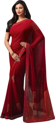 

Vishal Solid Fashion Chiffon Saree(Red)