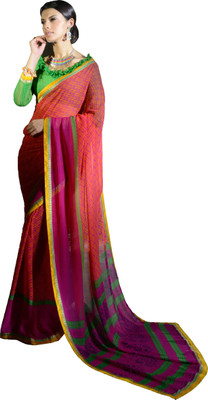 

Ewows Printed Fashion Georgette Saree(Pink), Peach;pink