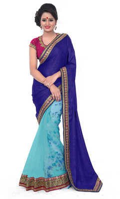 

Indian Wear Online Embroidered Fashion Georgette Saree(Blue)