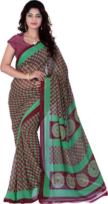 

Jiya Self Design, Printed Fashion Georgette Saree(Green, Maroon)