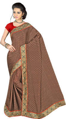 

Khushali Self Design, Embellished Fashion Jacquard Saree(Brown)