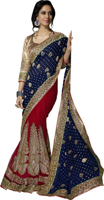 

Jiya Self Design, Embellished, Embroidered Fashion Net Saree(Blue, Red)
