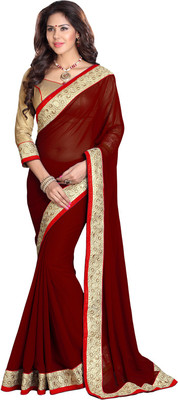 

Sourbh Sarees Solid Fashion Georgette Saree(Maroon)