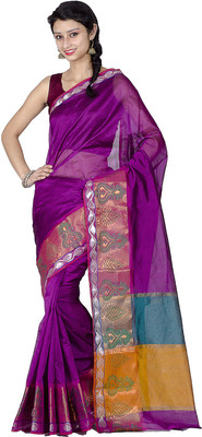 

Chandrakala Woven Banarasi Art Silk Saree(Purple)