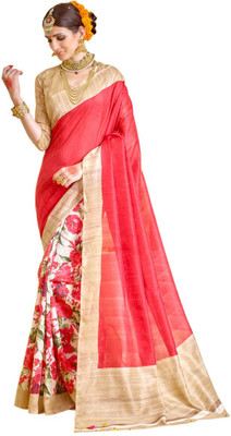 

Kjs Printed Bollywood Art Silk Saree(Red)