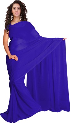 

Vardan Prints Plain Bollywood Chiffon Saree(Blue)