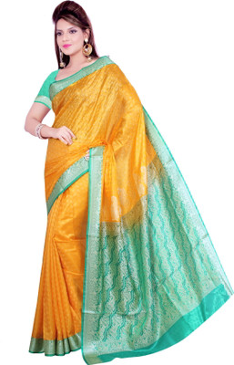 

Ishin Printed Fashion Art Silk Saree(Yellow)