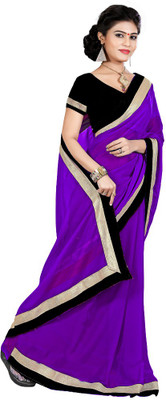 

Party Wear Dresses Solid Fashion Chiffon Saree(Purple)