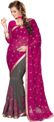 

Khushali Self Design, Embroidered, Embellished Fashion Georgette, Chiffon Saree(Magenta, Grey), Grey;magenta