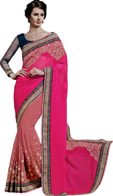

Ewows Embroidered, Embellished Fashion Chiffon, Georgette Saree(Pink)