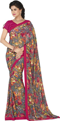 

Lovelylook Printed Daily Wear Georgette Saree(Grey, Pink), Gray & pink