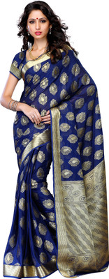 

Mimosa Woven Kanjivaram Crepe Saree(Blue), Navy