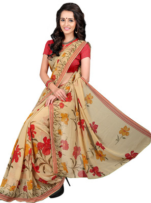 

Jiya Self Design, Printed Fashion Chiffon Saree(Beige, Multicolor)