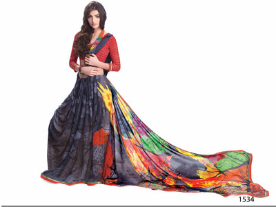 

Ridham Sarees Printed Fashion Handloom Georgette Saree(Multicolor)