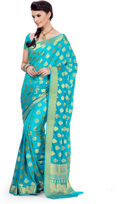 

Ashika Printed Fashion Crepe Saree(Blue), Turquiose