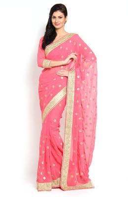 

Soch Embroidered Fashion Georgette Saree(Pink)