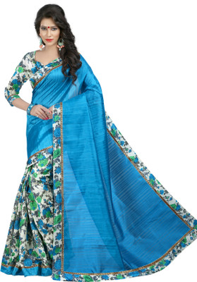 

Indrani Printed Bollywood Printed Silk Saree(Light Blue)