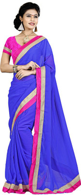 

Indian Wear Online Solid Fashion Chiffon Saree(Blue)