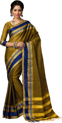 

M.S.Retail Solid Kasavu Cotton Saree(Green)