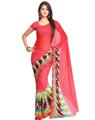 

Ligalz Printed Fashion Handloom Chiffon Saree(Red)
