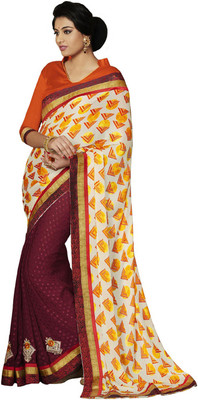 

Desi Butik Embroidered Fashion Chiffon, Georgette Saree(Multicolor)