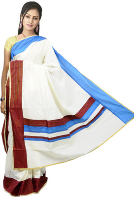 

Fashionkiosks Self Design Balarampuram Handloom Cotton Saree(Multicolor), Cream