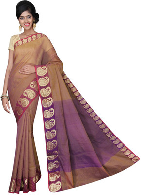 

Pavechas Solid Banarasi Cotton, Net Saree(Magenta