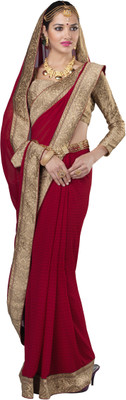 

Manthan Embroidered Daily Wear Georgette Saree(Maroon)