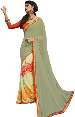 

Khoobee Self Design, Embellished Fashion Georgette Saree(Beige, Orange, Multicolor), Beige;multicolor;orange