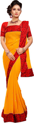 

Ishin Embellished Fashion Chiffon Saree(Gold)