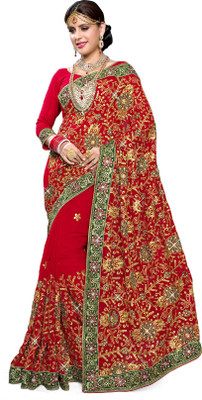 

Sourbh Sarees Embroidered Fashion Georgette Saree(Red)