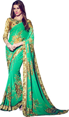 

Khushali Self Design, Printed Fashion Georgette Saree(Light Green)