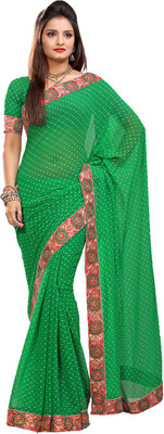 

Ishin Embellished Fashion Chiffon Saree(Green)