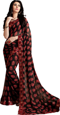 

Khushali Self Design, Printed Fashion Georgette Saree(Brown)