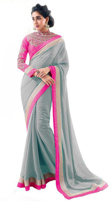 

Dancing Girl Embroidered Bollywood Georgette Saree(Grey)