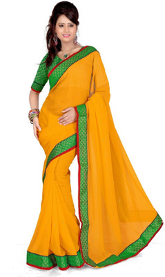 

Cenizas Solid Fashion Georgette Saree(Yellow)