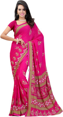 

Khoobee Self Design, Printed Fashion Chiffon Saree(Pink, Beige), Beige;pink