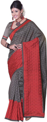 

Sati Embroidered Fashion Art Silk Saree(Grey, Black), Black;grey