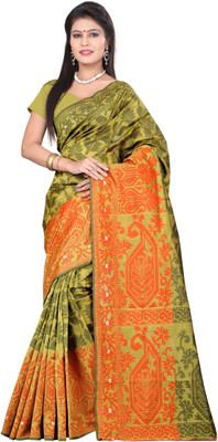 

Makeway Self Design Fashion Cotton Saree(Multicolor), Gold