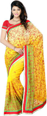 

JTInternational Printed Fashion Net Saree(Multicolor), Multi color