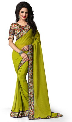 

Indianbeauty Solid, Printed Fashion Georgette Saree(Green), Mahendi