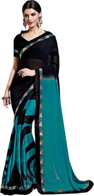 

Jiya Self Design Fashion Georgette Saree(Black, Blue)