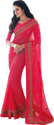 

Vishal Solid Fashion Chiffon Saree(Pink)