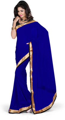 

Indian Wear Online Solid Fashion Georgette Saree(Dark Blue)