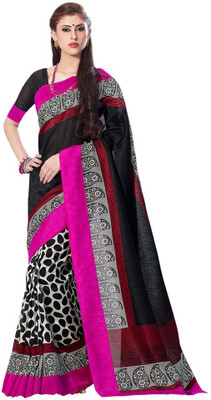 

Softdeal Printed Bhagalpuri Printed Silk Saree(Black)