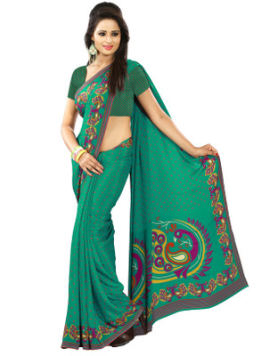 

Gugaliya Printed Bollywood Crepe Saree(Multicolor)
